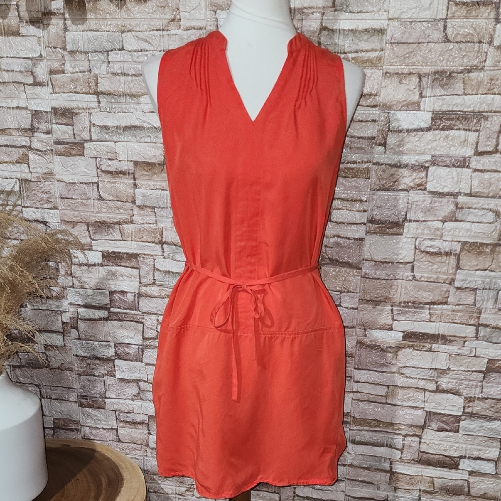 Banana Republic Sleeveless Orange Dress with Tie Waist